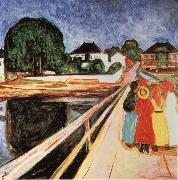 Edvard Munch Four girls on a bridge Spain oil painting artist